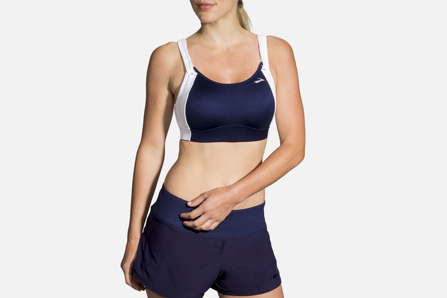 Womens Brooks Fiona Bras Navy/White | 126539-AIL